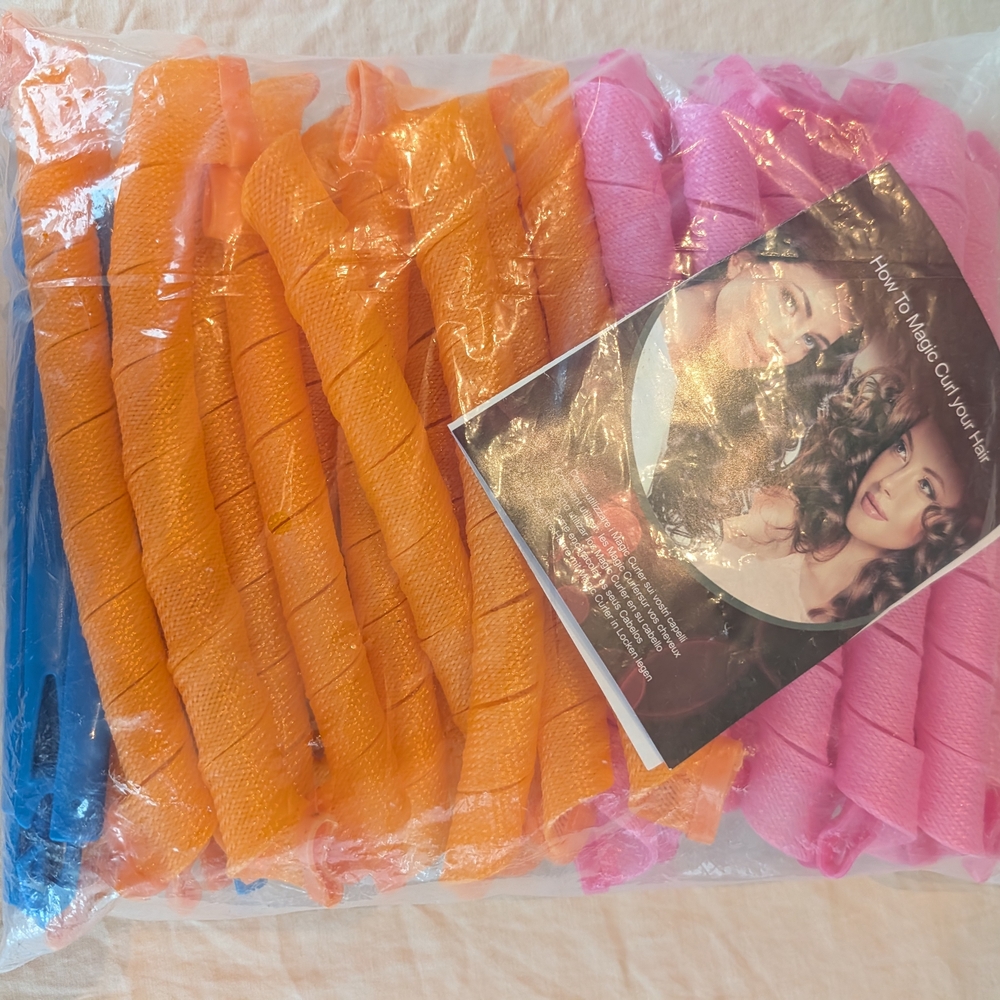 Vibrant Pink and Orange Hair Curlers